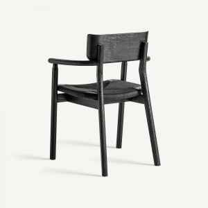 SCAUN DINING TASK, NEGRU, REF. 35148, PRELUCRAT MANUAL, CONFECTIONAT DIN LEMN DE STEJAR SI FIBRA NATURALA, STIL MODERN - Img 4