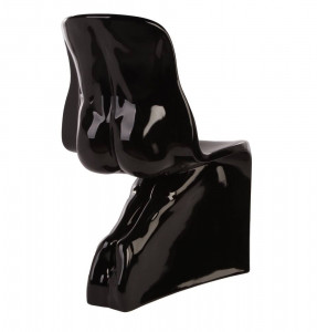 SCAUN DINING/TERASA HER, NEGRU LUCIOS, DIN FIBRA DE STICLA, STIL MODERN