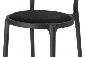 SCAUN DINING/TERASA SLIM, NEGRU, DIN POLIPROPILENA SI STOFA, STIL MODERN - Img 7