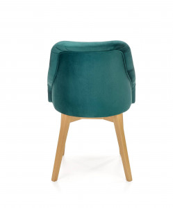 SCAUN DINING TOLEDO 2, VERDE MONOLITH 37/STEJAR, CU TAPITERIE DIN CATIFEA SI PICIOARE DIN LEMN MASIV, STIL CLASIC - Img 3