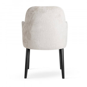 SCAUN DINING TULIP SUPREME, BEJ/NEGRU, TAPITERIE DIN STOFA FINA SI PICIOARE DIN LEMN, STIL MODERN - Img 3