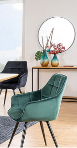 SCAUN DINING, VERDE BLUVEL 78/NEGRU MAT, TAPITERIE DIN CATIFEA SI PICIOARE DIN METAL, STIL MODERN - Img 4