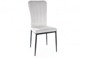 SCAUN DINING VIGO, GRI DESCHIS BLUVEL 03/NEGRU MAT, TAPITERIE DIN CATIFEA SI PICIOARE DIN METAL, STIL MODERN - Img 1