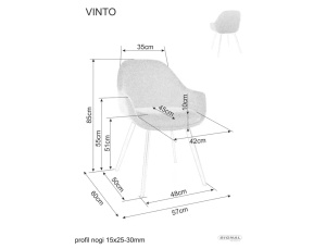 SCAUN DINING VINTO BREGO GRI 07/NEGRU, TAPITERIE DIN TEXTIL BREGO SI PICIOARE DIN METAL, STIL MODERN - Img 3