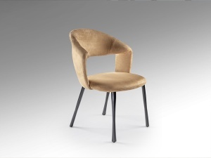 SCAUN DINING, WILLY, IMITATIE PIELE INTOARSA SI METAL, CAMEL/NEGRU, ARTIM GROUP SELECTION - Img 3
