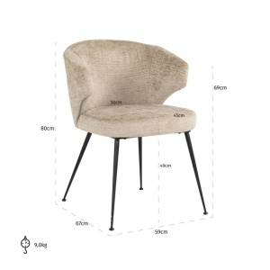 SCAUN DINING XANDRA FUSION DESERT 109, S4724, CONFECTIONAT DIN 100% POLIESTER SPUMA SI METAL, RICHMOND INTERIORS - Img 3