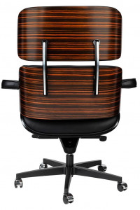 SCAUN DIRECTORIAL LOUNGE GUBERNATOR, NEGRU, PIELE NATURALA SI LEMN DE ABANOS, STIL MODERN - Img 4