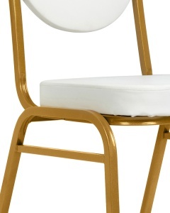 SCAUN EVENIMENTE, HESTIA ALB/AURIU, DIN PIELE ECO SI METAL, MODEL DEOSEBIT - Img 5
