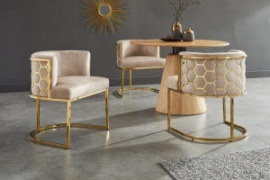 SCAUN LIVING, ELEGANCE, DIN CATIFEA BEJ SI METAL AURIU, ARTIM GROUP SELECTION - Img 2