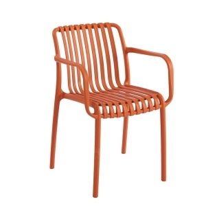 SCAUN PENTRU EXTERIOR/INTERIOR STRIPS ARM, PORTOCALIU, DIN POLIPROPILENA, STIL MODERN MINIMALIST