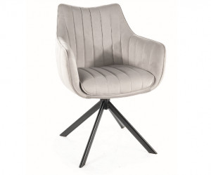SCAUN PIVOTANT AZALIA, GRI DESCHIS BLUVEL 03/NEGRU MAT, TAPITERIE DIN CATIFEA SI PICIOARE DIN METAL, STIL MODERN - Img 2