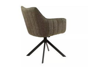 SCAUN PIVOTANT AZALIA, OLIVE 77/NEGRU MAT, TAPITERIE DIN STOFA BREGO SI PICIOARE DIN METAL, STIL MODERN - Img 3