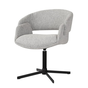SCAUN PIVOTANT BIG FROYD, CONFECTIONAT DIN METAL, SPUMA, ARCURI SI TEXTIL, GRI/NEGRU, STIL MODERN