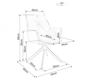 SCAUN PIVOTANT BOOGIE II, BEJ BLUVEL 28/NEGRU MAT, TAPITERIE DIN CATIFEA SI PICIOARE DIN METAL, STIL MODERN - Img 4