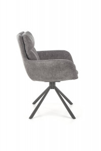 SCAUN PIVOTANT K495, GRI/NEGRU, TAPITERIE DIN STOFA SI PICIOARE DIN METAL, STIL MODERN - Img 7