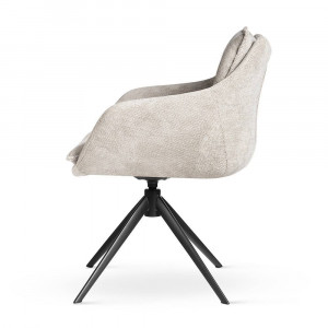 SCAUN PIVOTANT MARIVA, BEJ/NEGRU, TAPITERIE DIN STOFA SI PICIOARE DIN METAL, STIL MODERN, ATR - Img 3