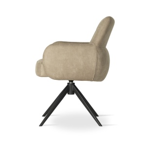 SCAUN PIVOTANT MATERO, CAPPUCCINO/NEGRU BULL 10, CONFECTIONAT DIN TAPITERIE DIN TEXTIL SI PICIOARE DIN METAL, STIL MODERN - Img 3