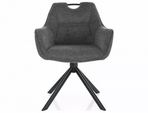 SCAUN PIVOTANT REMO, GRI INCHIS 18/NEGRU MAT, TAPITERIE DIN STOFA BREGO SI PICIOARE DIN METAL, STIL MODERN - Img 2