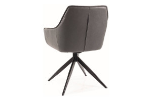 SCAUN PIVOTANT SEMPRE, GRI 07/GRI INCHIS/NEGRU MAT, TAPITERIE DIN STOFA BREGO, PIELE ECO SI PICIOARE DIN METAL, STIL MODERN - Img 4