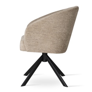 SCAUN PIVOTANT SENI SUPREME, CONFECTIONAT DIN LEMN, SPUMA, ARCURI SI TEXTIL, BEJ, STIL MODERN - Img 3