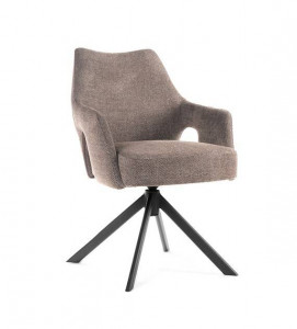 SCAUN PIVOTANT VESPER, BEJ INCHIS/NEGRU, TAPITERIE DIN STOFA SI PICIOARE DIN METAL, STIL MODERN