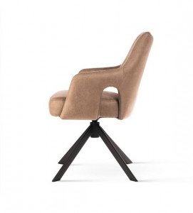 SCAUN PIVOTANT VESPER, CAPPUCCINO/NEGRU, TAPITERIE DIN CATIFEA SI PICIOARE DIN METAL, STIL MODERN - Img 4