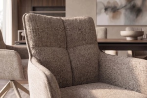 Scaun rotativ LUGANO cu funcție de revenire automată la 360°, cotiere, capacitate de încărcare 150 kg, tweed chenille taupe - Img 4