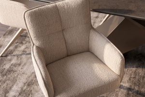 Scaun rotativ LUGANO cu funcție de revenire automată la 360°, cotiere, capacitate de încărcare 150 kg, tweed bej tip chenille - Img 4
