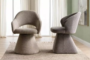 SCAUN ROTATIV, RIKU NOELLE, BEJ 30/NEGRU, TAPITERIE DIN TEXTIL, STIL MODERN - Img 5