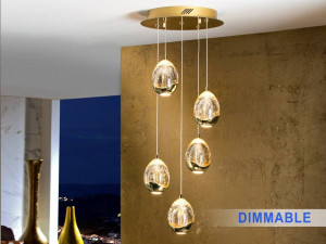 SCHULLER, LUSTRA/PLAFONIERA ROCIO, CU TELECOMANDA, 30 CM, AURIU/SAMPANIE, DIN STICLA SI METAL, STIL MODERN