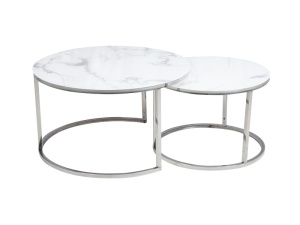 SET 2 MASUTE DE CAFEA ATLANTA B, ALB CU EFECT DE MARMURA SI CROM, STIL MODERN