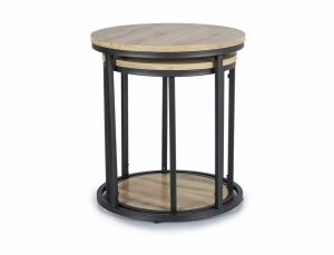 SET 2 MASUTE DE CAFEA INTO, 35/40 CM, STEJAR ARTISAN/NEGRU, BLAT DIN MDF, FURNIR NATURAL SI CADRU DIN METAL, STIL MODERN - Img 3