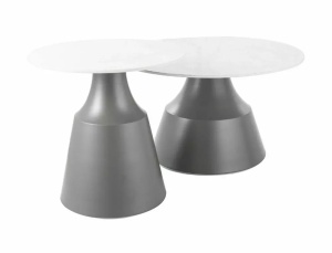 SET 2 MASUTE DE CAFEA ITAKA, 50/70 CM, EFECT DE MARMURA ALBA/GRI, BLAT DIN CERAMICA SI CADRU DIN METAL, STIL MODERN - Img 3