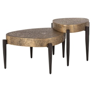 SET 2 MASUTE DE CAFEA MARQUEE 211834, CONFECTIONATE DIN MDF SI METAL, CULOAREA NEGRU/AURIU, STIL MODERN