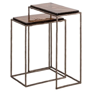 SET 2 MASUTE DE CAFEA VILLANO, 214498, BRONZ/MARON, CONFECTIONATE DIN OTEL SI STICLA, STIL RUSTIC - Img 2