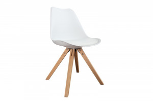 SET 2 SCAUNE, ALB DIN LEMN MASIV SI PIELE ECO, SCANDINAVIA, COD 35782, DESIGN SCANDINAV - Img 2