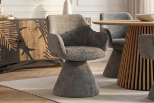 SET 2 SCAUNE, AMBIENTO, ROTATIV 180GRADE, REALIZAT DIN LEMN SI TEXTIL CHENILLE, CULOARE GRI, ARTIM GROUP - Img 7