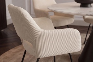 SET 2 SCAUNE CU COTIERE, MUSTANG, REALIZAT DIN METAL SI TEXTIL CATIFEA RAIAT, CULOARE BEJ/NEGRU - Img 10