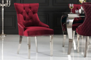 SET 2 SCAUNE, DE LUX, CASTLE, DIN CATIFEA ROSIE SI METAL INOXIDABIL, DESIGN BAROC, ARTIM GROUP