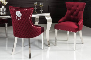 SET 2 SCAUNE, DE LUX, CASTLE, DIN CATIFEA ROSIE SI METAL INOXIDABIL, DESIGN BAROC, ARTIM GROUP - Img 3