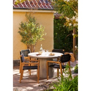 SET 2 SCAUNE DE TERASA ANZIO, REALIZAT DIN LEMN DE SALCAM SI POLIESTER, CULOARE NEGRU/NATUR, HOUSE NORDIC - Img 2