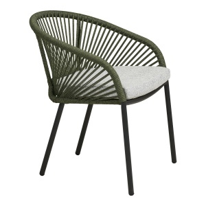 SET 2 SCAUNE DE TERASA NOVELLA, CU PERINA, REALIZAT DIN ALUMINIU SI TEXTIL, CULOARE VERDE/GRI, HOUSE NORDIC - Img 4