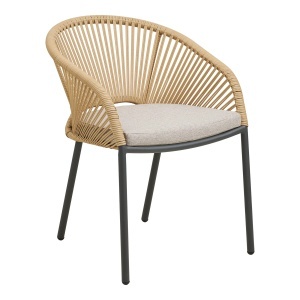 SET 2 SCAUNE DE TERASA NOVELLA, REALIZAT DIN ALUMINIU SI TEXTIL, CULOARE BEJ/NISIPIU, HOUSE NORDIC