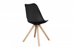 SET 2 SCAUNE, DIN LEMN MASIV SI PIELE ECO, NEGRU, SCANDINAVIA, COD 36188, DESIGN SCANDINAV - Img 3