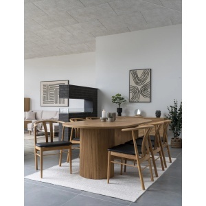 SET 2 SCAUNE DINING ARTENARA, DIN LEMN SI PIELE ECO, CULOARE NATUR/NEGRU, HOUSE NORDIC - Img 8