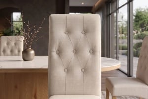 SET 2 SCAUNE DINING CASA, CU PICIOARE DIN LEMN SI TEXTIL, STIL IN, CULOARE BEJ - Img 7