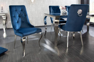 SET 2 SCAUNE DINING, CLASIC, BAROC, DIN METAL SI CATIFEA ALBASTRA, ARTIM GROUP SELECTION