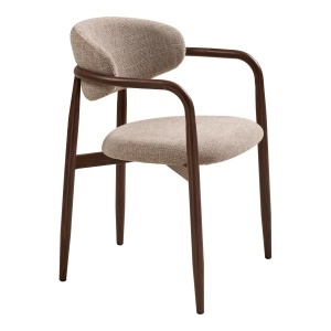 SET 2 SCAUNE DINING LEVANTO, DIN METAL SI TEXTIL, CULOARE NUC/NISIPIU, HOUSE NORDIC - Img 4