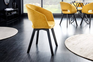 SET 2 SCAUNE DINING, NORDIC STAR, DIN LEMN SI MATERIAL DE CULOARE GALBEN MUSTAR, COD 43424 - Img 5