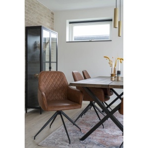 SET 2 SCAUNE DINING ROTATIV HARBO, DIN METAL, FURNIR SI PIELE ECO, CULOARE MARO, HOUSE NORDIC - Img 4